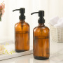 500ml Brown Glass Hand Sanitizer Lotion Bottle Glass Stainless Steel Pump Head Soap Liquid Amber Glass Bottle