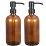 500ml Brown Glass Hand Sanitizer Lotion Bottle Glass Stainless Steel Pump Head Soap Liquid Amber Glass Bottle