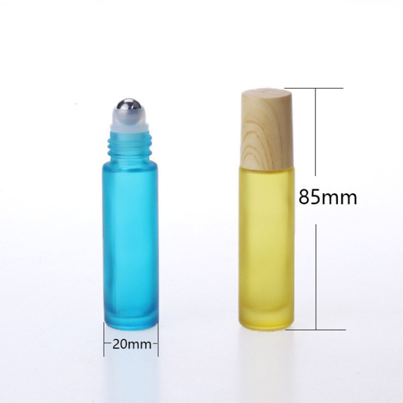 10ml Frosted Wood Grain Cap Roller Bottle Colorful Roll-on Sealing Type