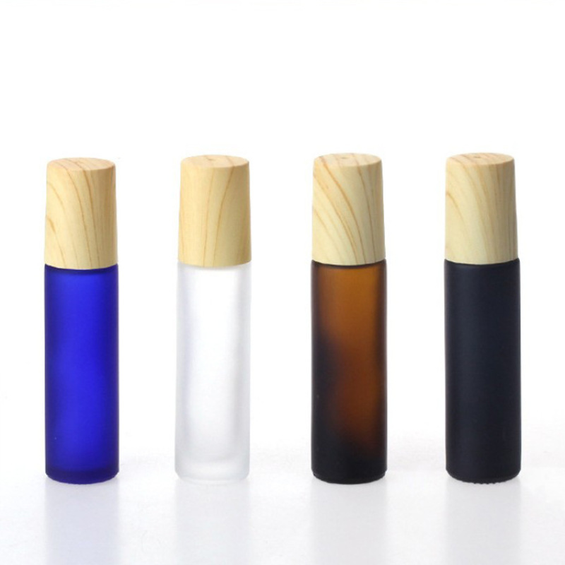10ml Frosted Wood Grain Cap Roller Bottle Colorful Roll-on Sealing Type