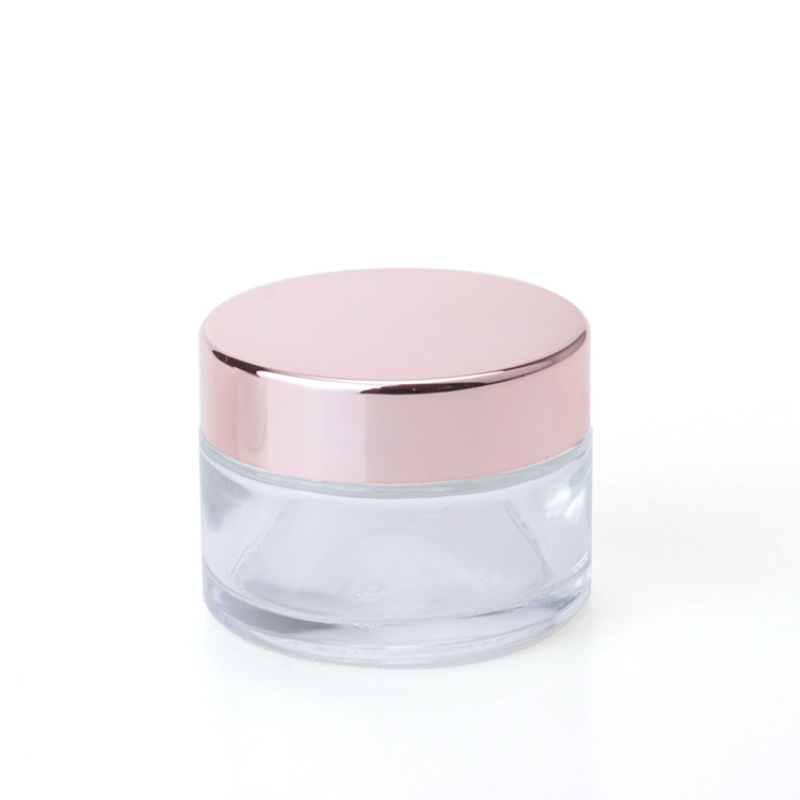 Useful 30g Rose Gold Color Glass Jar for Skin Care Cream Cosmetics with Plastic Cap Personal Care