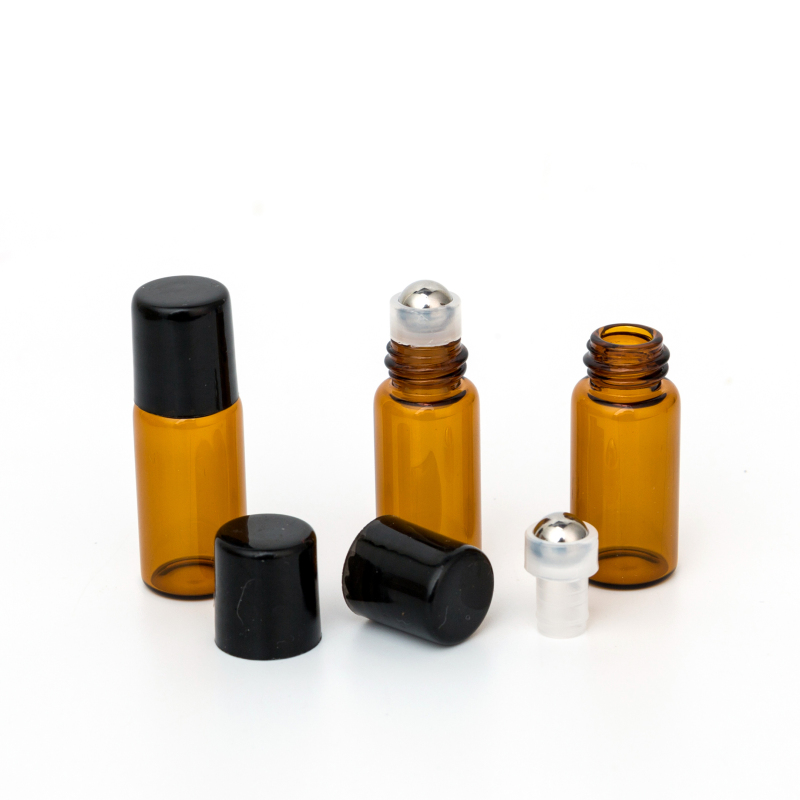 24pcs Bulk Sale Small 3ml Roll on Bottle Essential Oil Glass Rollerball Perfume for Skin Care with Box