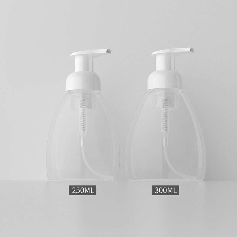 Clear Empty Oval Shape 250ml 300ml Facial Cleanser Cosmetic Liquid Packaging Bottle Bubble Foam Soap Bottles