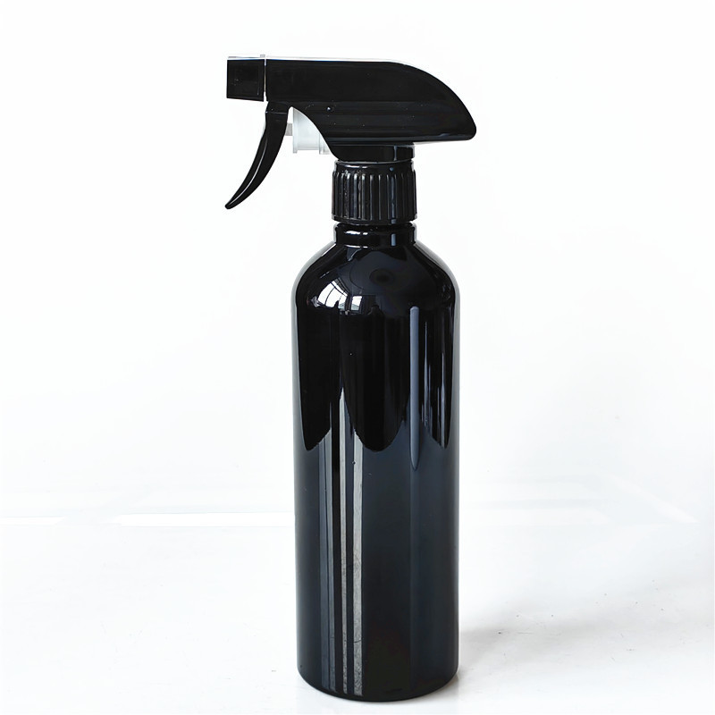 500ml Round Shoulder PET Plastic Spray Bottles Refillable Containers with Black White Cap