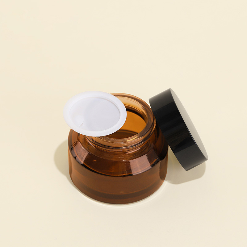 Private Label 30g Glass Cream Jar 100ml Amber Glass Bottle Set with Custom Logo for Skincare Brand Owners