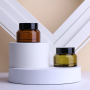 Private Label 30g Glass Cream Jar 100ml Amber Glass Bottle Set with Custom Logo for Skincare Brand Owners