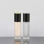 Low MOQ 30ml Frosted Square Glass Cosmetic Powder Bottle with Pump Sprayer Black Liquid Foundation Container for Face Cream
