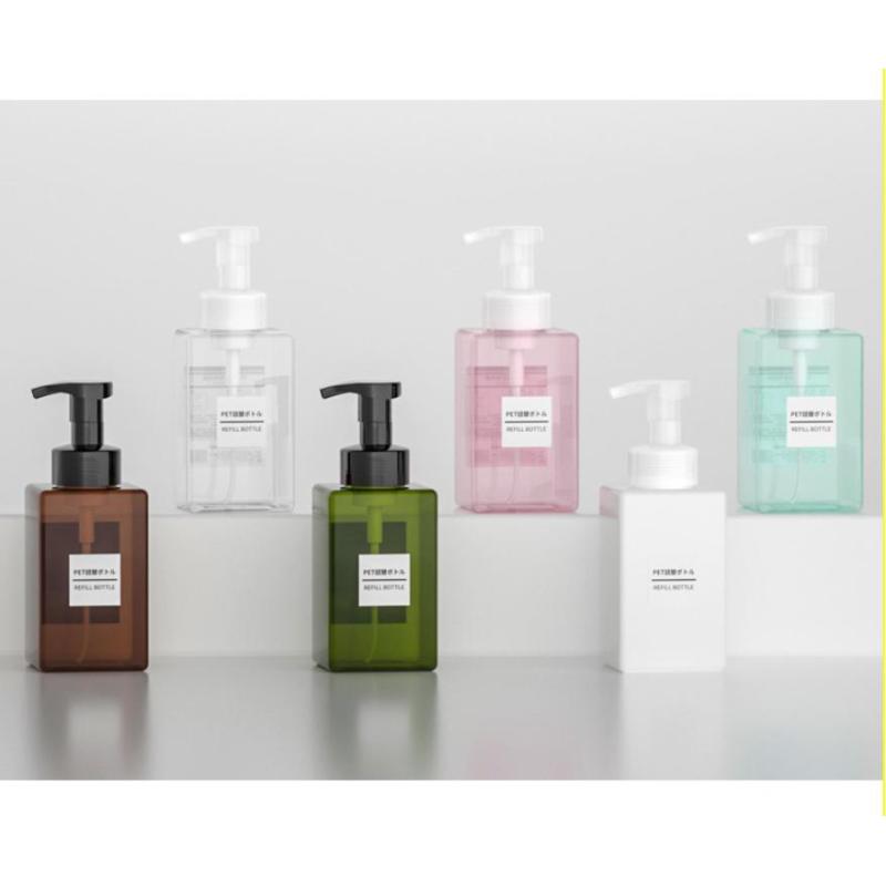 Sunshine Hot Sell 450 ml PETG square Black Lotion Bottle Luxury Cosmetic Foam Bottle Cleanser Shampoo Foam Bottle