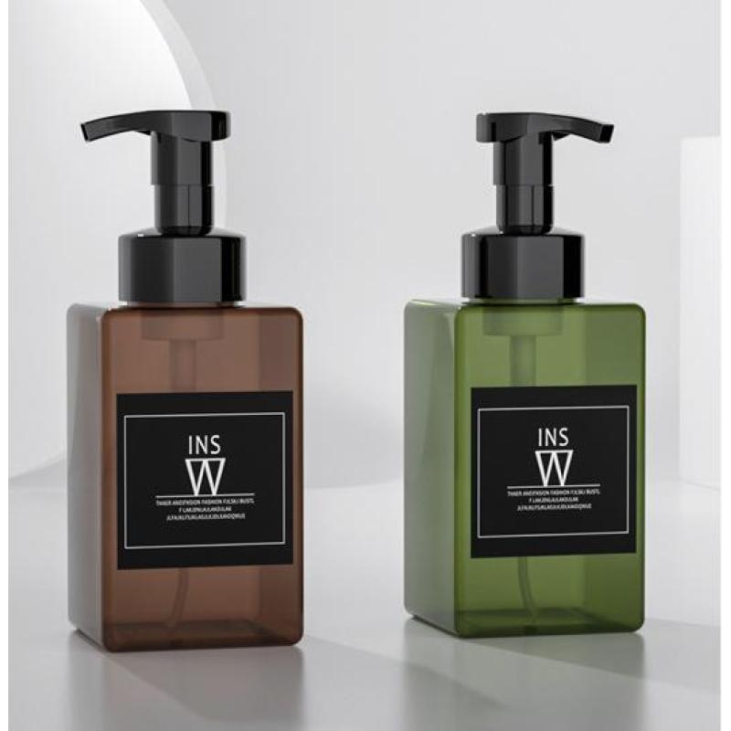 Sunshine Hot Sell 450 ml PETG square Black Lotion Bottle Luxury Cosmetic Foam Bottle Cleanser Shampoo Foam Bottle