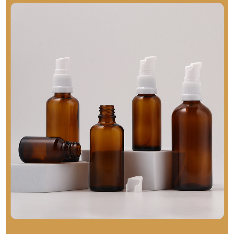 Skin Care Packaging 5ml to 15ml Round Shoulder Glass Lotion Bottles with Screw Cap and Pump