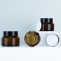 Hot Sale Glass Cosmetic Packaging Set 30g Cream Pot 100ml Brown Lotion Bottle with Dropper and Spray Bottle for Face Care