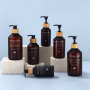 200ml High Quality Oblique Shoulder Matte Black Plastic Bamboo Pump Empty Shampoo Pet Bottle