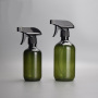 Wholesale 300ml/500ml PET Plastic Liquid Soap Bottle Empty Amber Green with Black Trigger Spray Pump Cap for Skin Care Serum
