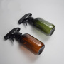 Wholesale 300ml/500ml PET Plastic Liquid Soap Bottle Empty Amber Green with Black Trigger Spray Pump Cap for Skin Care Serum