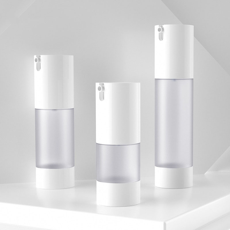 AS Frosted Lotion Bottle Round Shape Plastic Bottles in Bulk 15ml 30ml 50ml White Airless Pump Bottle