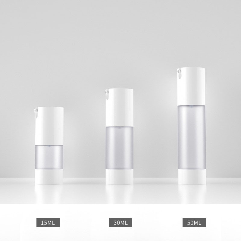 AS Frosted Lotion Bottle Round Shape Plastic Bottles in Bulk 15ml 30ml 50ml White Airless Pump Bottle