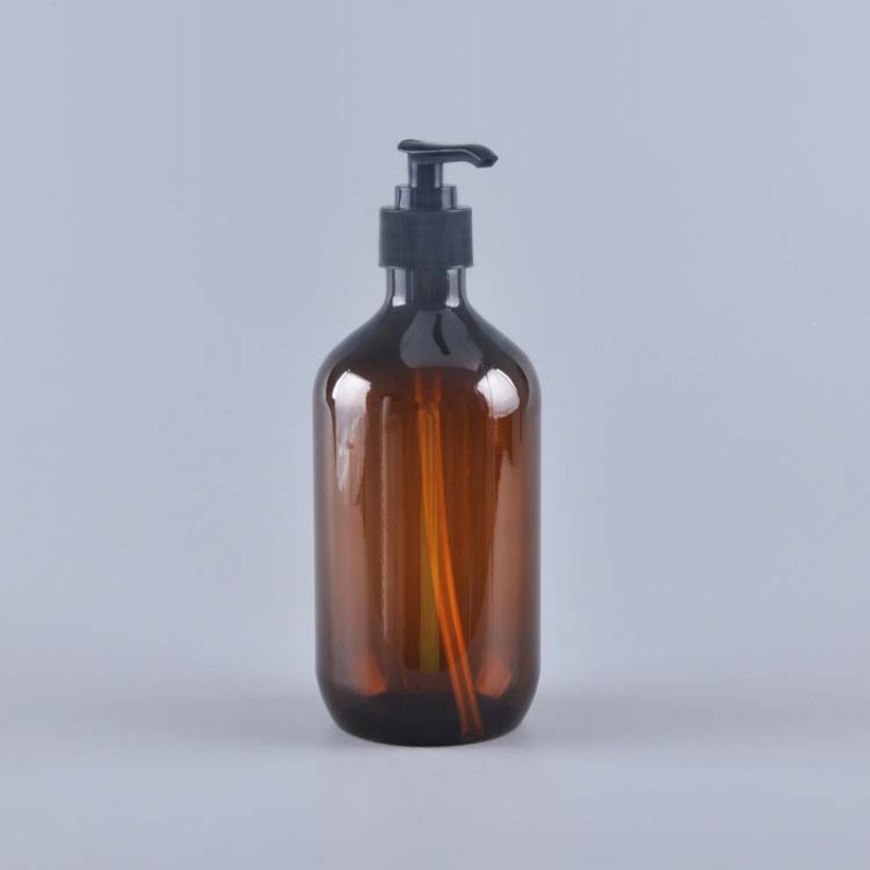 Eco Friendly Guangzhou Manufactory 300ml 400ml 500ml Brown Amber Shampoo Packaging Bottles with Black Lotion Pump