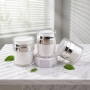 50ml Airless Pump Jar Empty Clear Acrylic Vacuum Cream Jar with Silver Ring White Inner for Face Cream Moisturizer Packaging