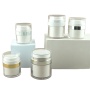 50ml Airless Pump Jar Empty Clear Acrylic Vacuum Cream Jar with Silver Ring White Inner for Face Cream Moisturizer Packaging