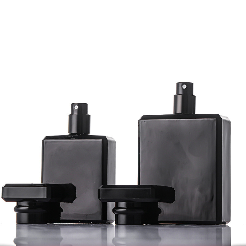 CHINA ZHEJIANG HANGZHOU Wholesale Eco Friendly Square Matte Black Spray Perfume 30ml 50ml Glass Recycled Bottles