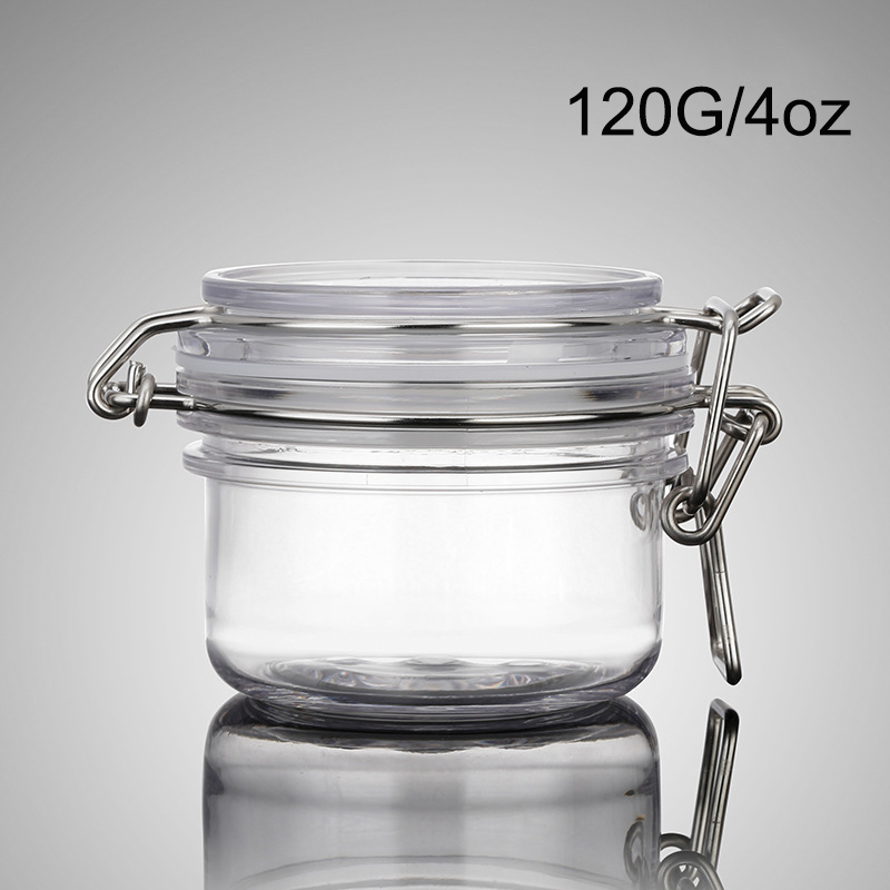 Empty Stock clear 120ml 4oz Hair Facial Body Cream Seal Airtight Plastic Jar