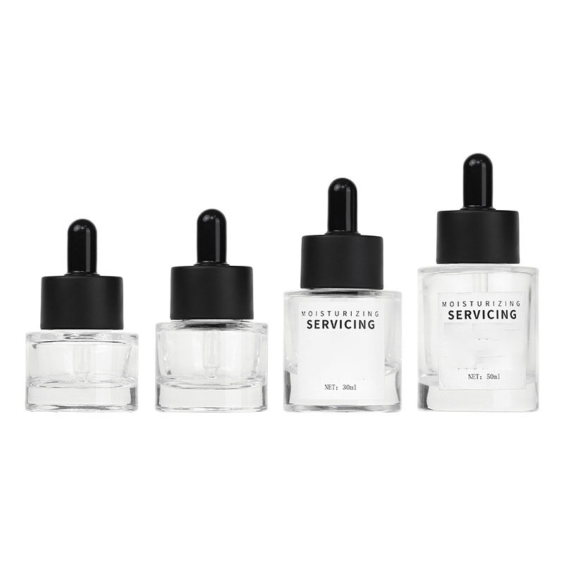 Customized Logo Matte Black Dropper 15ml/20ml/30ml Empty Serum Bottle 30ml Flat Shoulder Lash Serum Bottle for Lash or Body