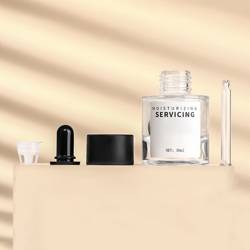 Customized Logo Matte Black Dropper 15ml/20ml/30ml Empty Serum Bottle 30ml Flat Shoulder Lash Serum Bottle for Lash or Body