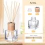 Empty Fragrance Glass Diffuser Bottle for Reed Diffuser with Crown Cap Refillable Set with Wooden Caps
