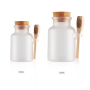 200g Round ABS Bath Salt Plastic Bottle Powder Cream Bottle with Cork Cover Wooden Spoon