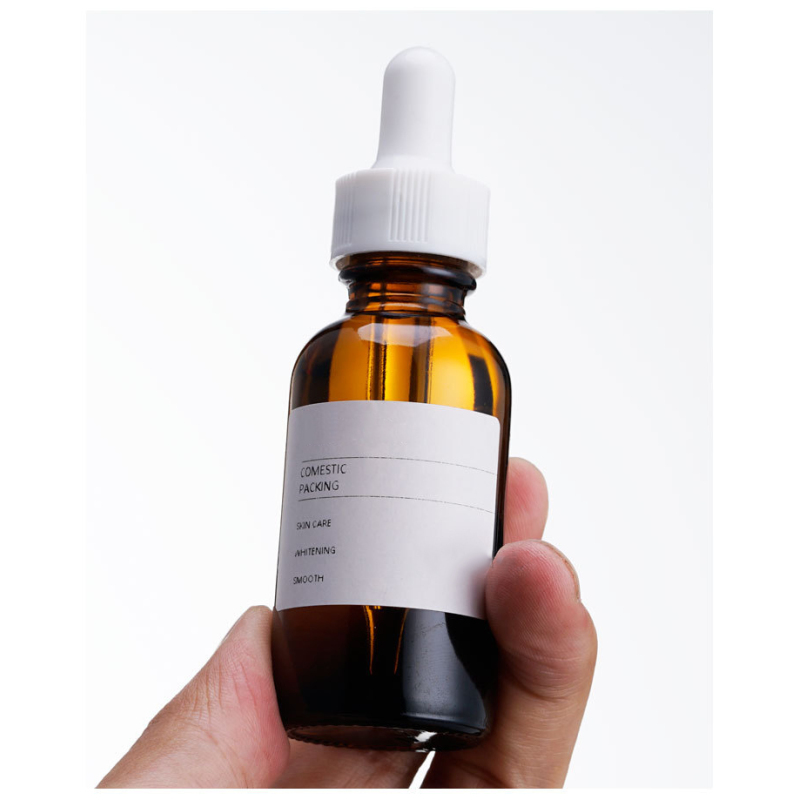 Customized 30ml Amber Round  Essential Oil Glass Dropper Bottle Cosmetics Set for Traveling