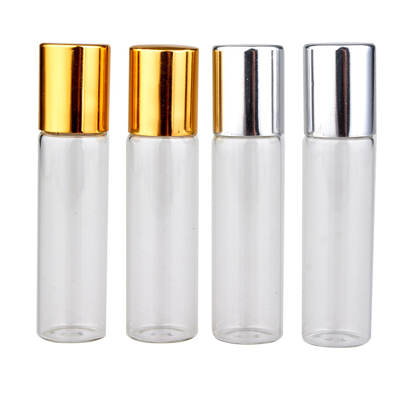 In Stock Cosmetic Skincare Oil Roll on Bottles With Gold Cap 5ml clear Glass Essential Oil Roller Bottle