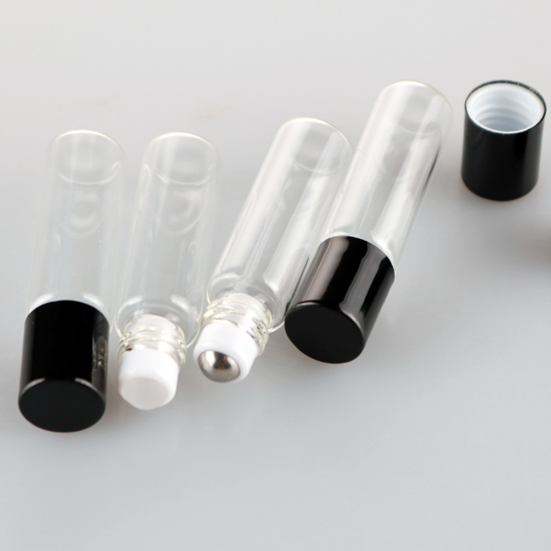 In Stock Cosmetic Skincare Oil Roll on Bottles With Gold Cap 5ml clear Glass Essential Oil Roller Bottle