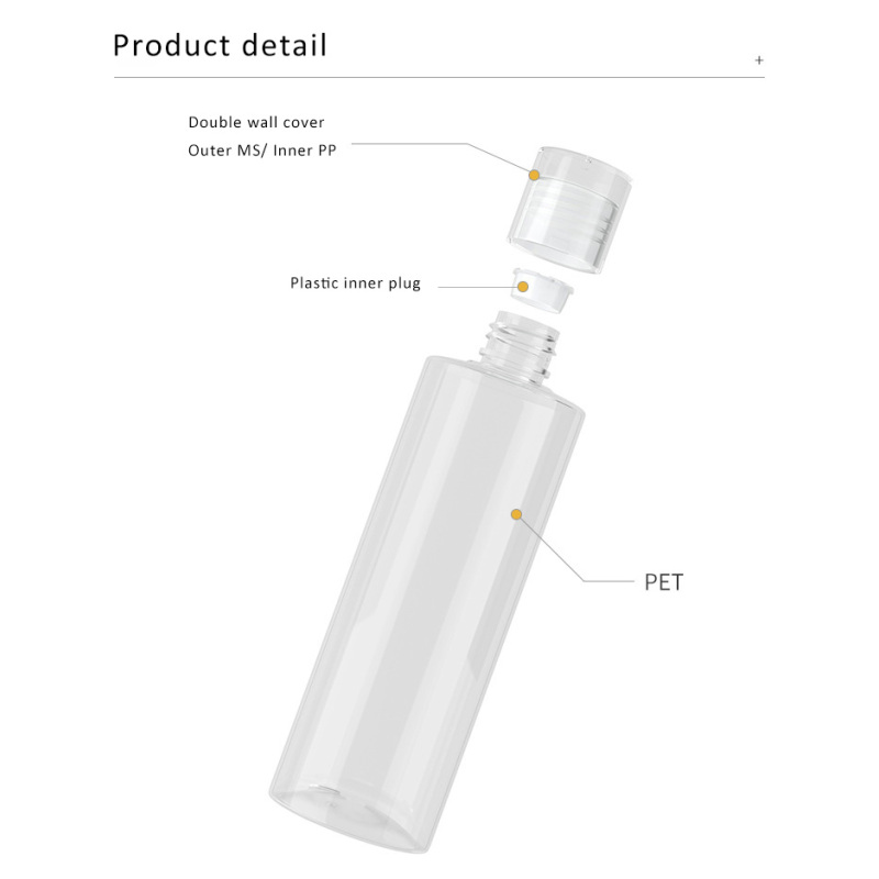 Private Label 150ml 200ml Empty Cosmetic clear Black Plastic Bottles PET Toner with Screw Cap for Shampoo Conditioner Hair Oil