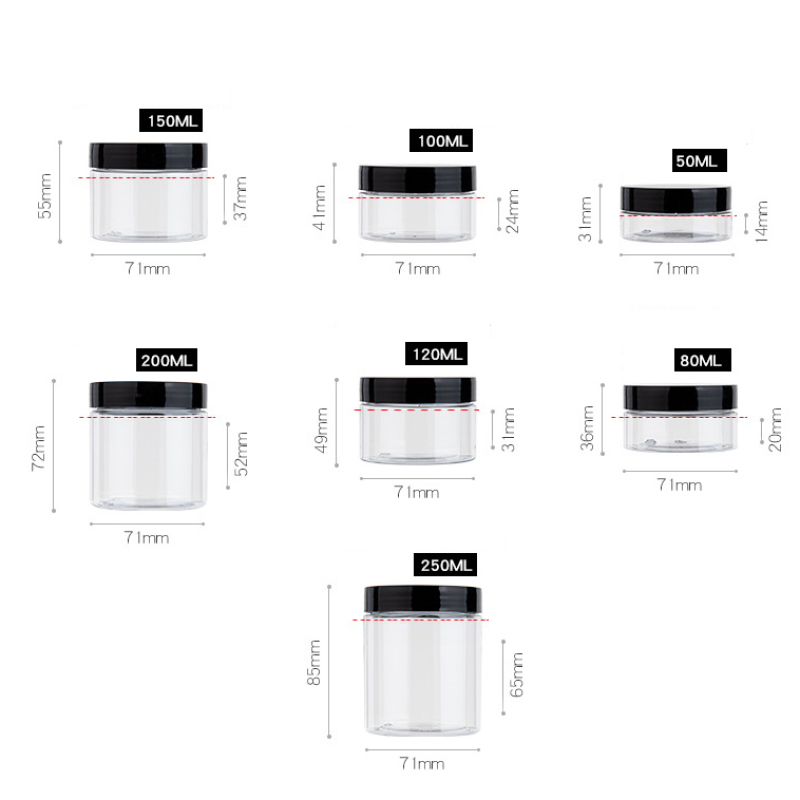 cream jar Black Lid Cosmetic 250ml Packaging Container Empty Skincare 8oz Plastic Body Scrub Jar With Lids