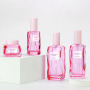 Empty pink Luxury Skincare Lotion Bottles New Cosmetic Packaging Glass Pump Bottle 100ml