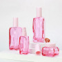Empty pink Luxury Skincare Lotion Bottles New Cosmetic Packaging Glass Pump Bottle 100ml