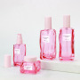 Empty pink Luxury Skincare Lotion Bottles New Cosmetic Packaging Glass Pump Bottle 100ml