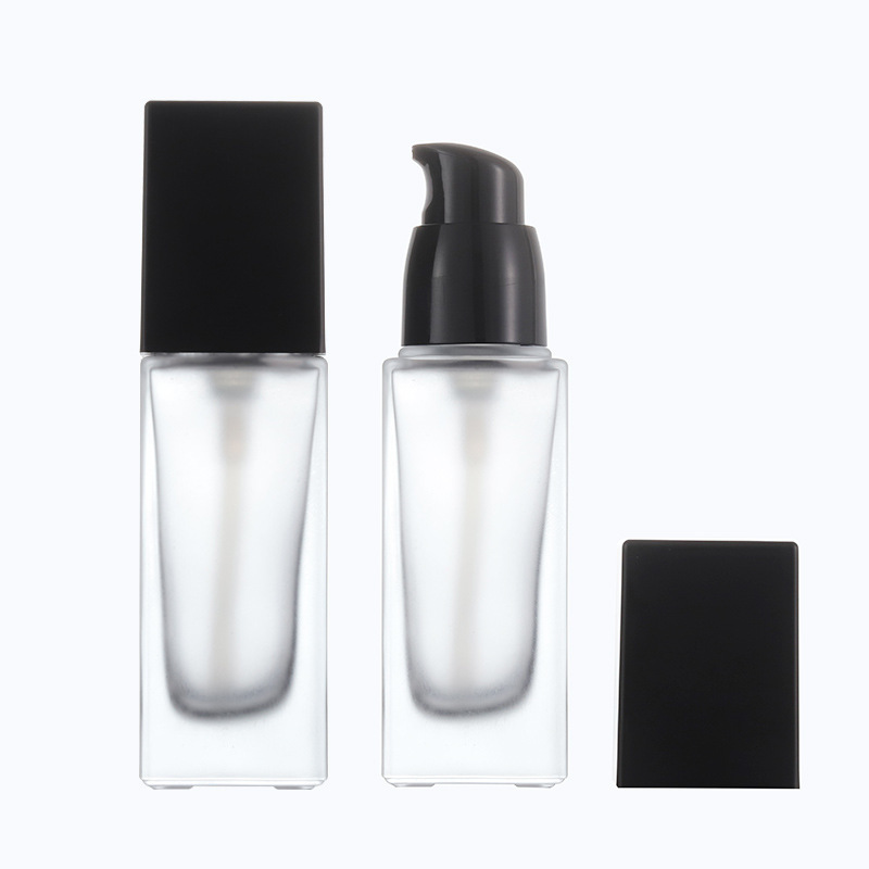 Wholesale Foundation Colored Frost 30ml Glass Cosmetic Package Empty Cream Pump Bottle