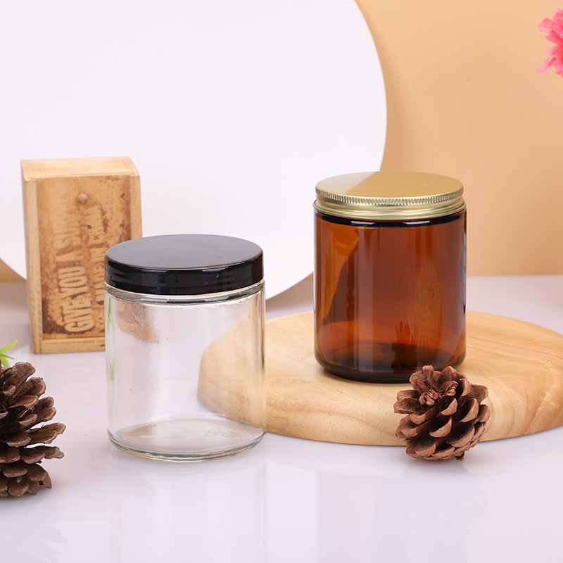 Wholesale 4oz 8oz Colored Glass Empty Jars Aluminum Cap Recyclable Feature for Candles
