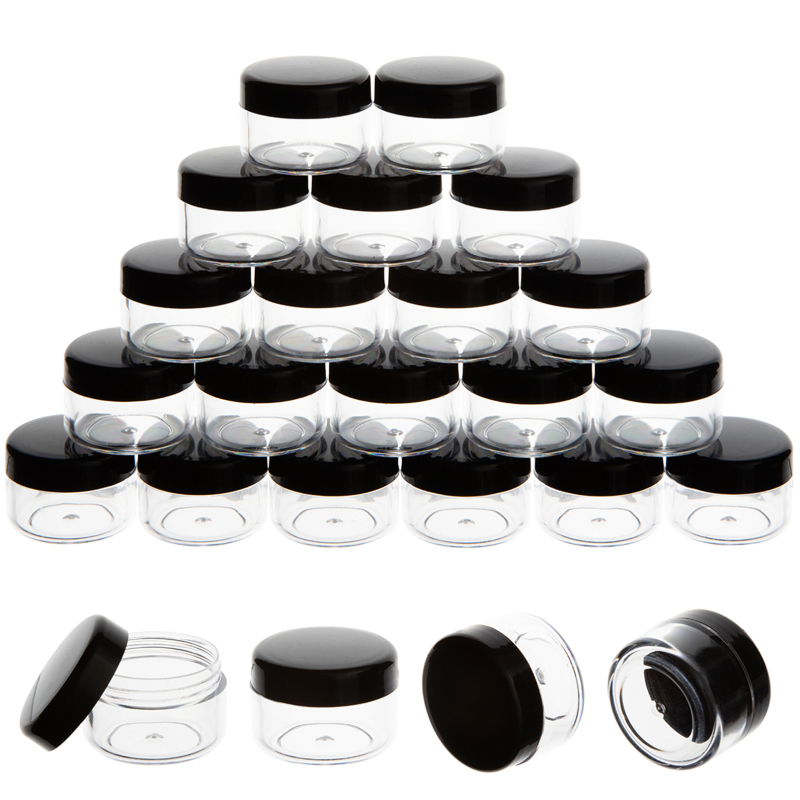 5g Transparent Black Mini Sample Lipstick Empty Jar Round Cream Cosmetic Container Recyclable for Eye Cream Use