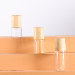 Wooden Lid 1ml 2ml 3ml 5ml Cosmetic Glass Serum Roller Bottles Skincare Essential Oil Glass Roller Bottle