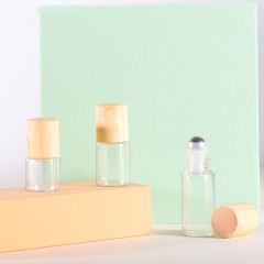 Wooden Lid 1ml 2ml 3ml 5ml Cosmetic Glass Serum Roller Bottles Skincare Essential Oil Glass Roller Bottle