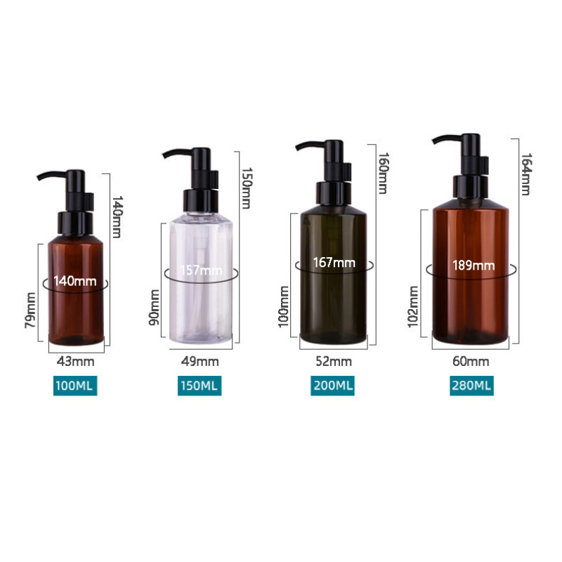 2025 Guangzhou Gift Sets Recyclable Empty 100ml 150ml 200ml clear Green Amber Hair Oil Plastic Pump Oblique Straight Bottles