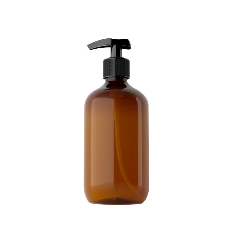 Bulk Sale Custom PET Packaging Skincare Plastic Lotion Bottle Round Amber with Pump Sprayer for Shampoo Use