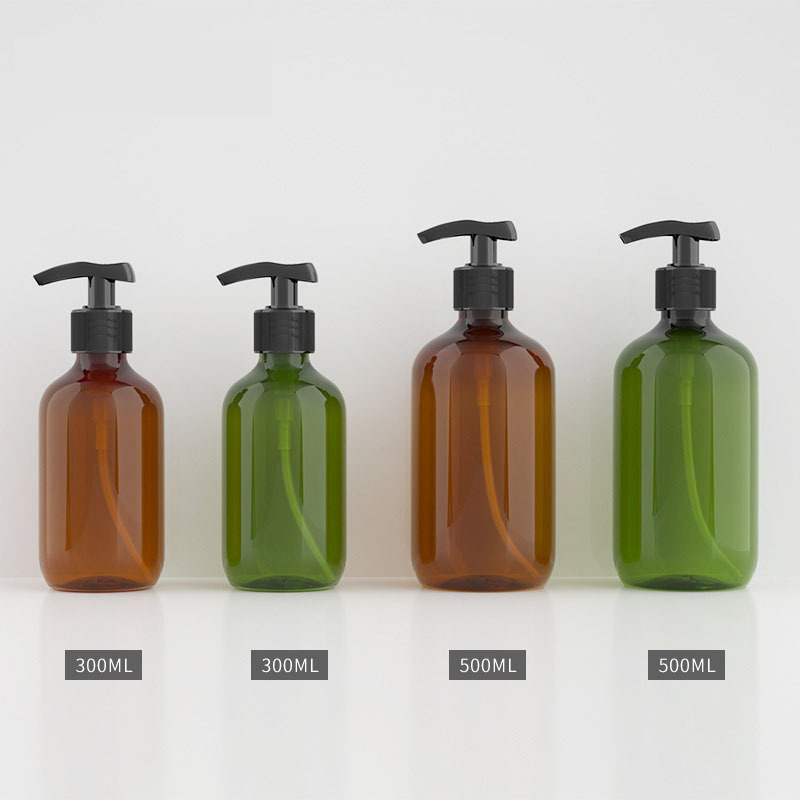 Bulk Sale Custom PET Packaging Skincare Plastic Lotion Bottle Round Amber with Pump Sprayer for Shampoo Use