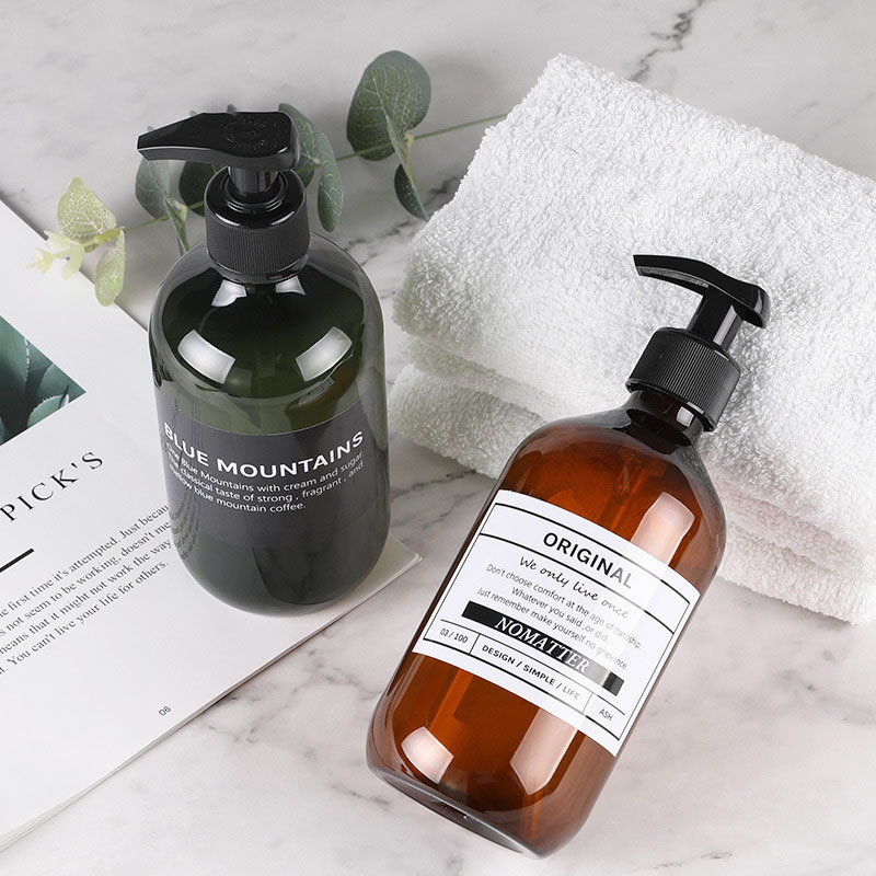 Bulk Sale Custom PET Packaging Skincare Plastic Lotion Bottle Round Amber with Pump Sprayer for Shampoo Use