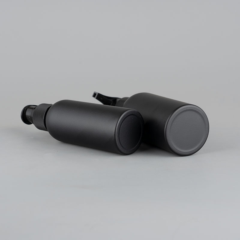 Wholesale Food Grade Empty Matte Black Aluminum Metal Bottle With Lotion Pump for Cosmetic Shampoo Packaging
