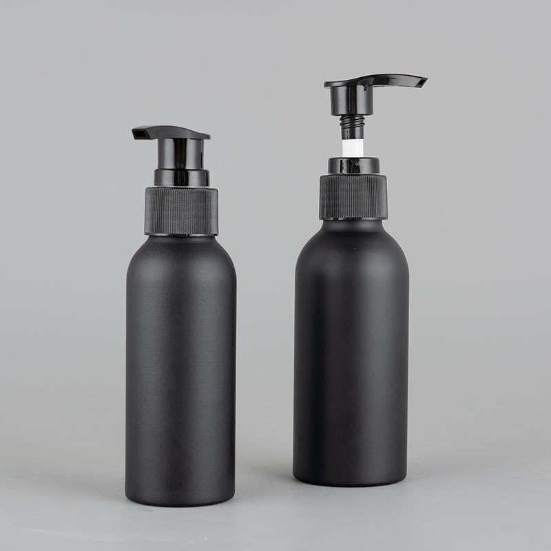 Wholesale Food Grade Empty Matte Black Aluminum Metal Bottle With Lotion Pump for Cosmetic Shampoo Packaging