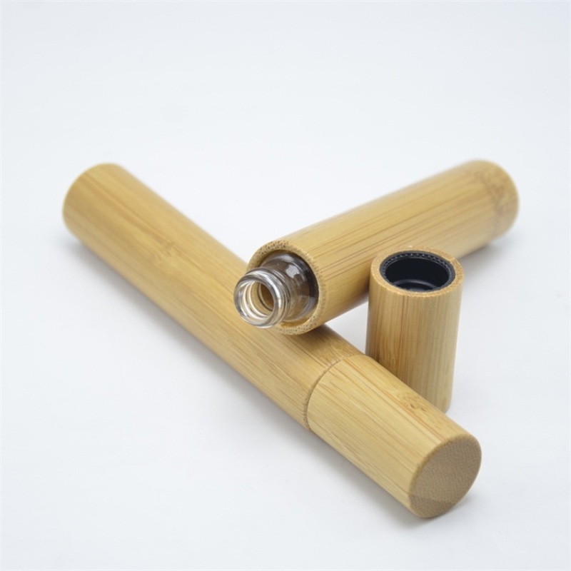 8ml 10ml Bamboo Packaging Bottle Roll-on Sealing Type for Makeup Cosmetics Surface Handled by Screen Printing MOQ 100pcs