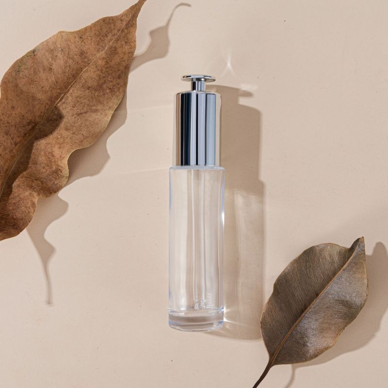 Luxury 1oz 30ml Empty Clear Glass Dropper Bottle Serum Bottle Cosmetic Essential Oil Dropper Bottle Silver Lid